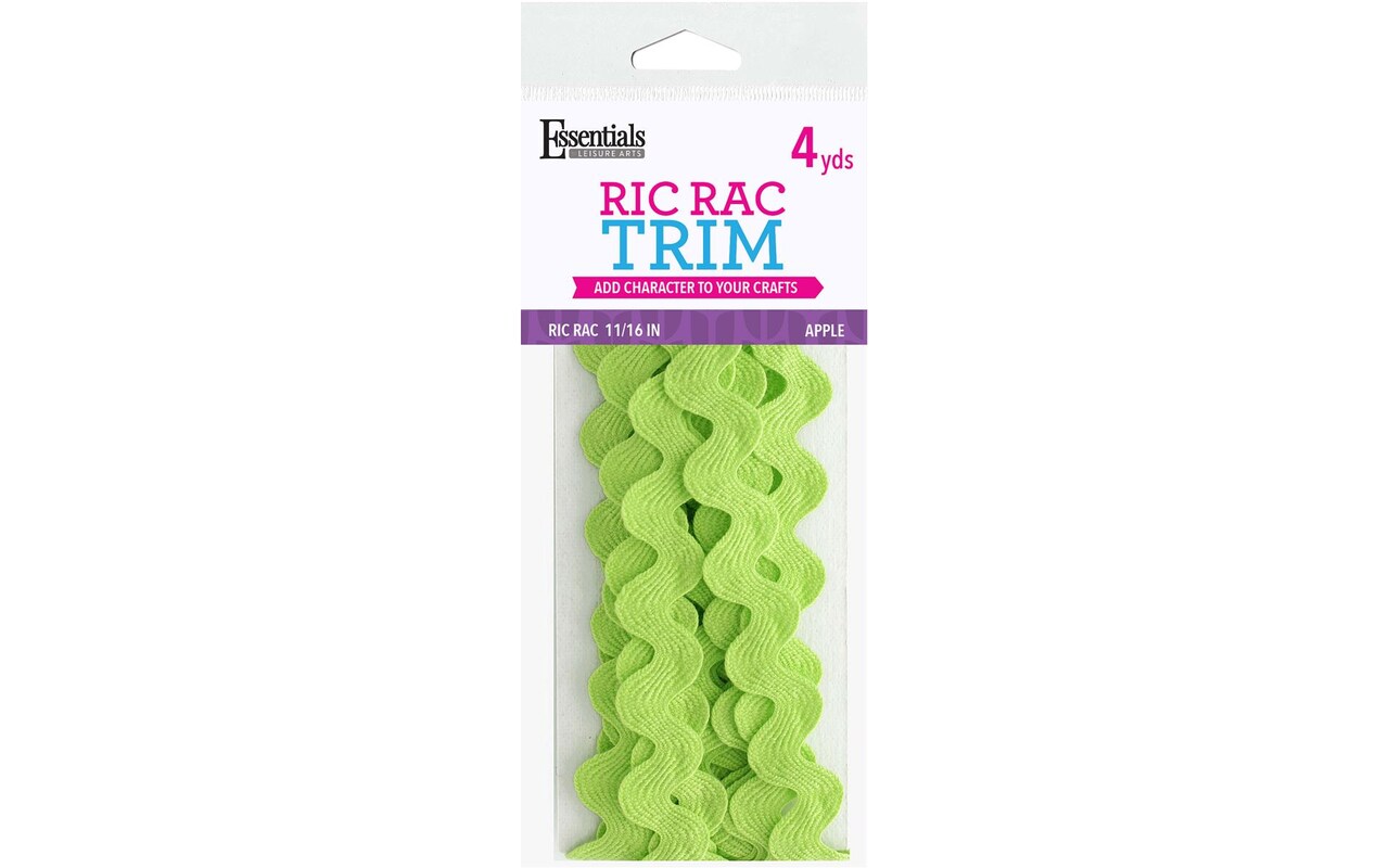 Essentials By Leisure Arts Ric Rac 11/16 4 yards Apple - rick rack trim  for sewing - wavy ric rac trim for sewing and crafts - ric rac ribbon -  rick
